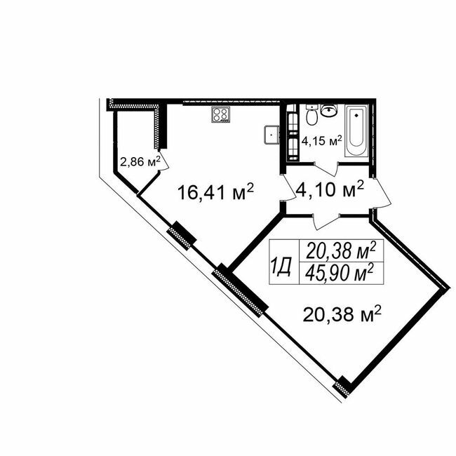 1-комнатная 45.9 м² в ЖК Счастливый Platinum от 39 900 грн/м², Львов