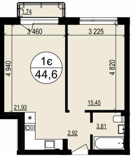 1-кімнатна 44.6 м² в ЖК Грінвуд 2 від 19 250 грн/м², смт Брюховичі