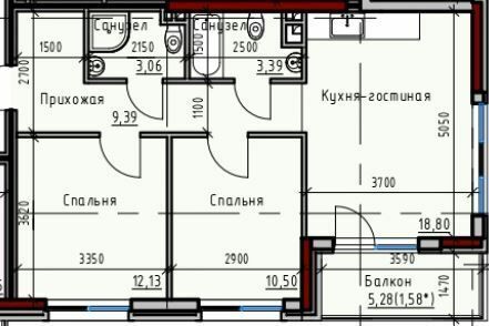 2-кімнатна 58.85 м² в ЖК Простір+ на Дачній від 32 250 грн/м², Одеса