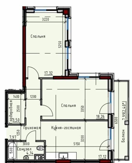 3-кімнатна 70.73 м² в ЖК Простір+ на Дачній від 32 250 грн/м², Одеса