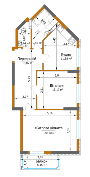 2-комнатная 67.16 м² в ЖК Eco Dream от 37 600 грн/м², Киев