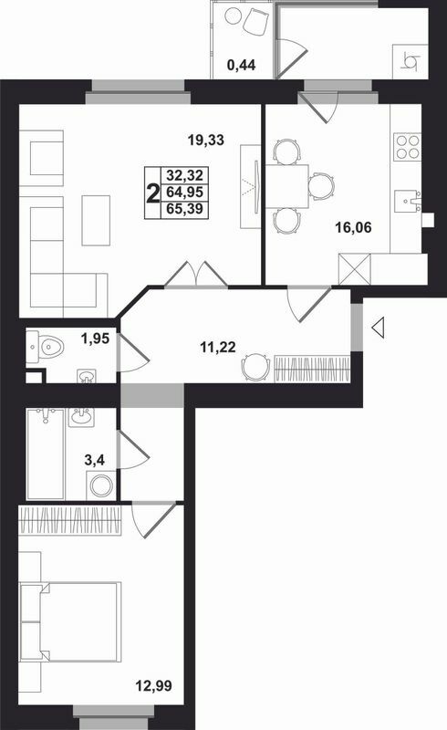 2-комнатная 65.39 м² в ЖК Марлон от застройщика, Львов