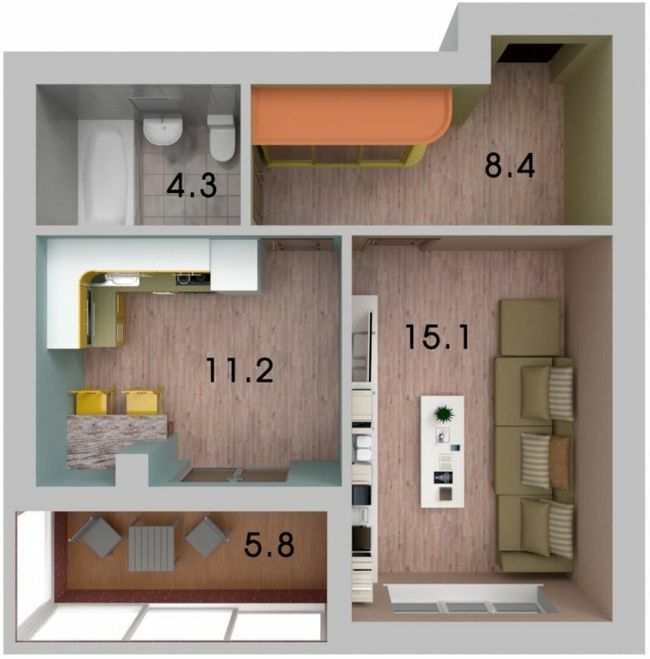 1-кімнатна 44.8 м² в ЖК на Кедровського від 17 750 грн/м², Херсон