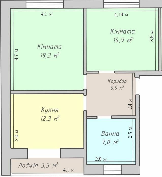 2-комнатная 63.9 м² в ЖК Экологичный от 15 900 грн/м², Винница