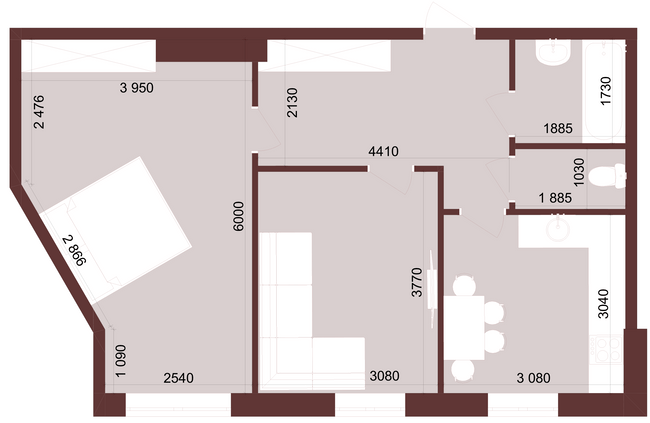 2-кімнатна 54.88 м² в ЖК Urban One Klochkivska від 26 900 грн/м², Харків