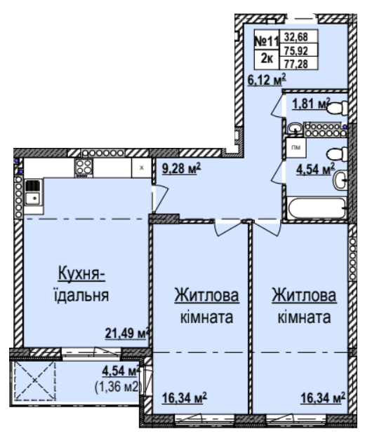 2-кімнатна 77.28 м² в ЖК The High Hills від 31 050 грн/м², Львів