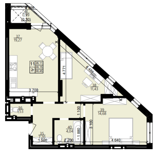 2-кімнатна 58.45 м² в ЖК Світанок від 20 150 грн/м², Львів