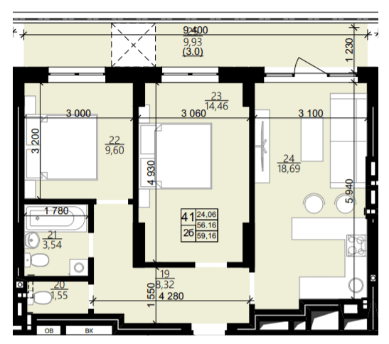 2-комнатная 59.16 м² в ЖК Свитанок от 26 550 грн/м², Львов