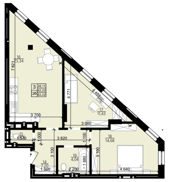 2-кімнатна 62.22 м² в ЖК Світанок від 26 550 грн/м², Львів