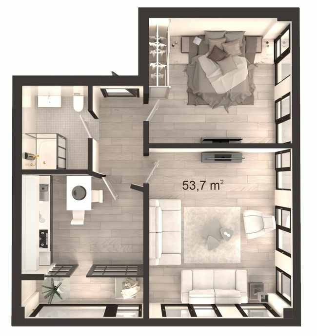 2-кімнатна 53.7 м² в ЖК Вертикаль від 18 500 грн/м², Дніпро