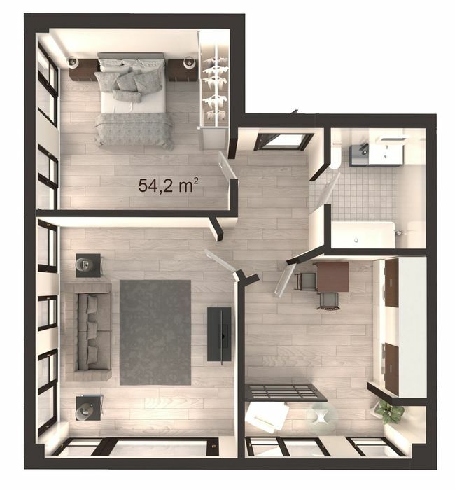 2-комнатная 54.2 м² в ЖК Вертикаль от застройщика, Днепр