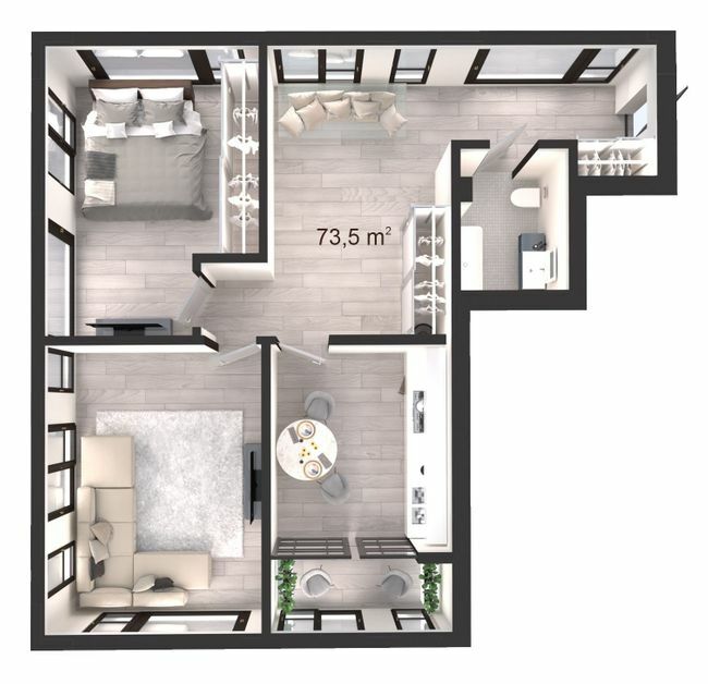 3-кімнатна 73.5 м² в ЖК Вертикаль від 18 500 грн/м², Дніпро