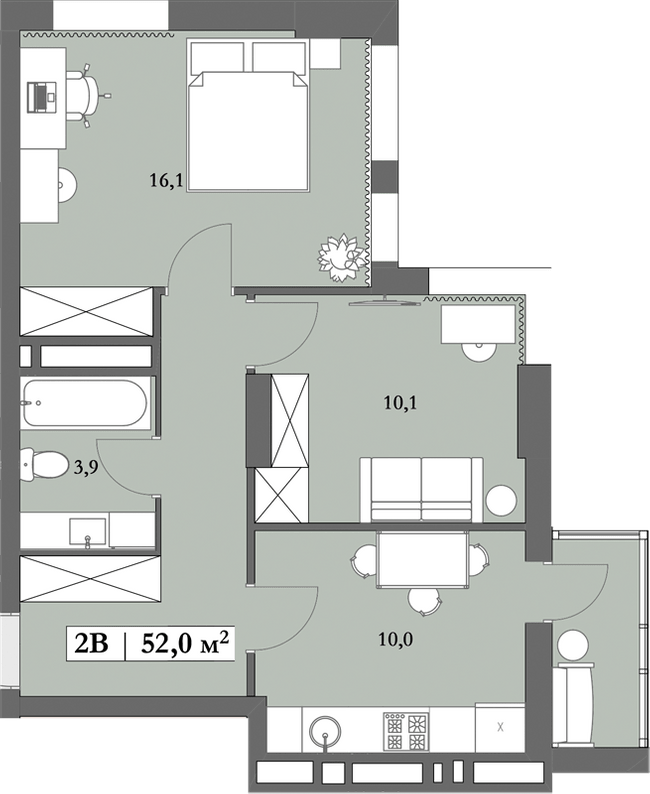 2-кімнатна 52 м² в ЖК Lagom від 28 750 грн/м², Дніпро