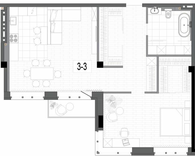 2-комнатная 91.6 м² в КД на Короленко от 33 150 грн/м², Днепр