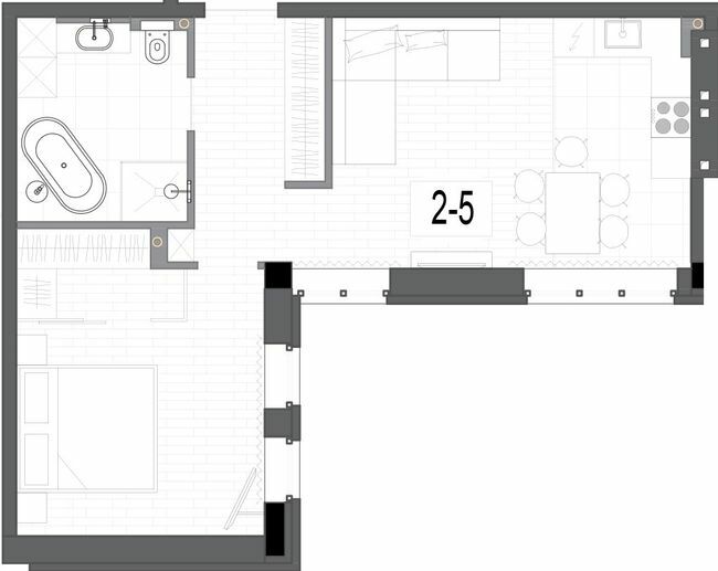 2-кімнатна 52.3 м² в КБ на Короленко від 33 150 грн/м², Дніпро