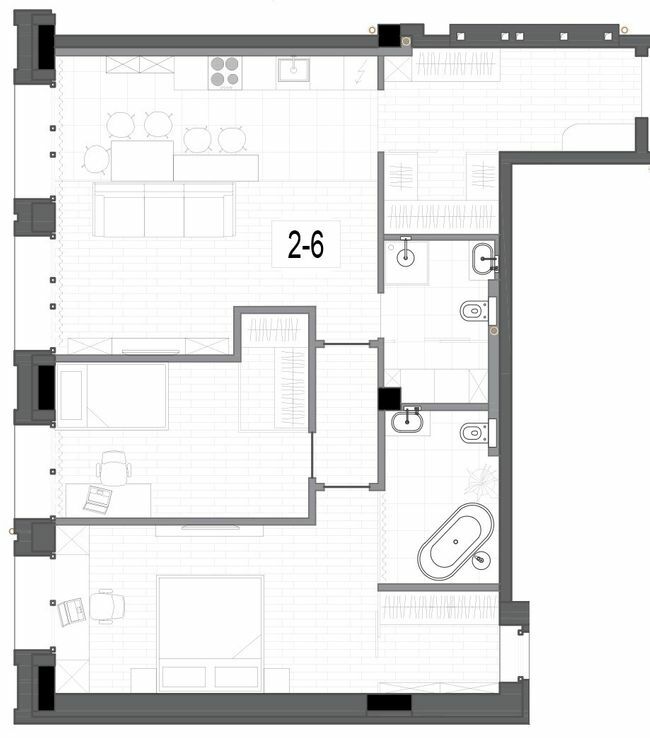 2-кімнатна 93.7 м² в КБ на Короленко від 33 150 грн/м², Дніпро