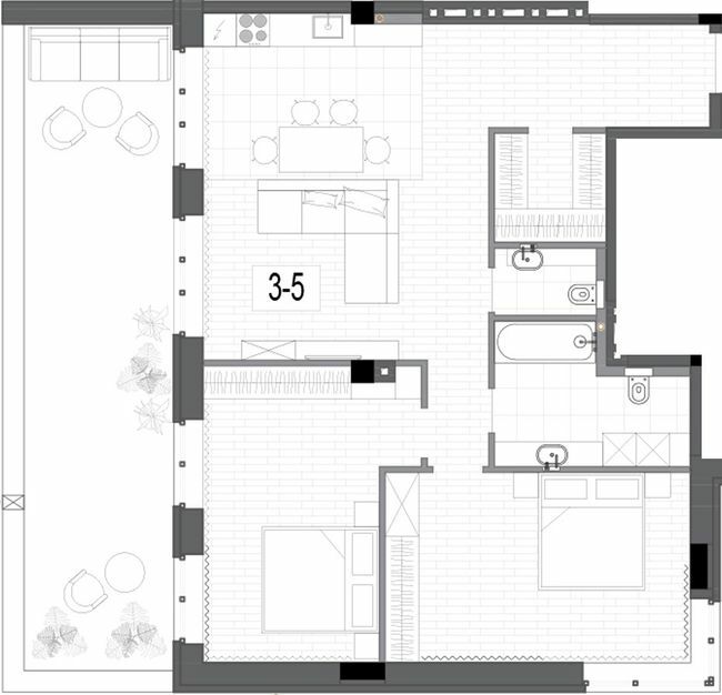 2-кімнатна 103.1 м² в КБ на Короленко від 27 600 грн/м², Дніпро