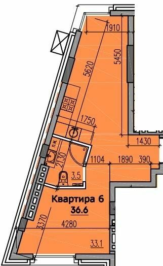 1-комнатная 36.6 м² в КД Классик Холл от 39 150 грн/м², Днепр