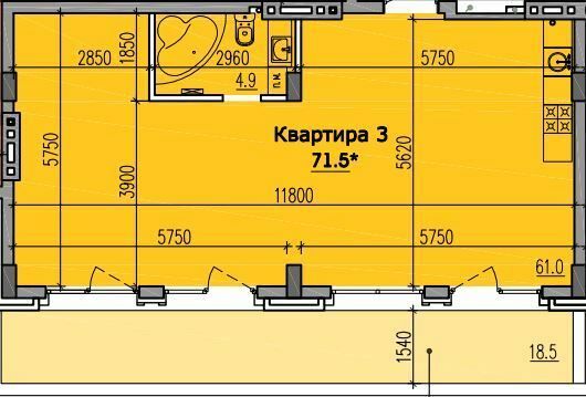 3-комнатная 71.5 м² в КД Классик Холл от 39 150 грн/м², Днепр