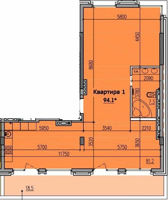 3-комнатная 94.1 м² в КД Классик Холл от 39 150 грн/м², Днепр