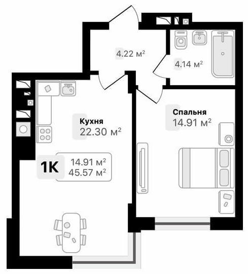 1-кімнатна 45.57 м² в ЖК AUROOM FOREST від 18 000 грн/м², м. Винники