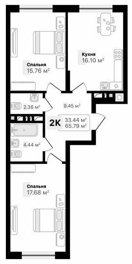 2-комнатная 65.79 м² в ЖК AUROOM FOREST от 19 850 грн/м², г. Винники