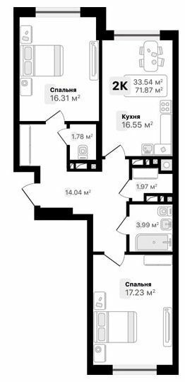 2-комнатная 71.87 м² в ЖК AUROOM FOREST от 19 850 грн/м², г. Винники