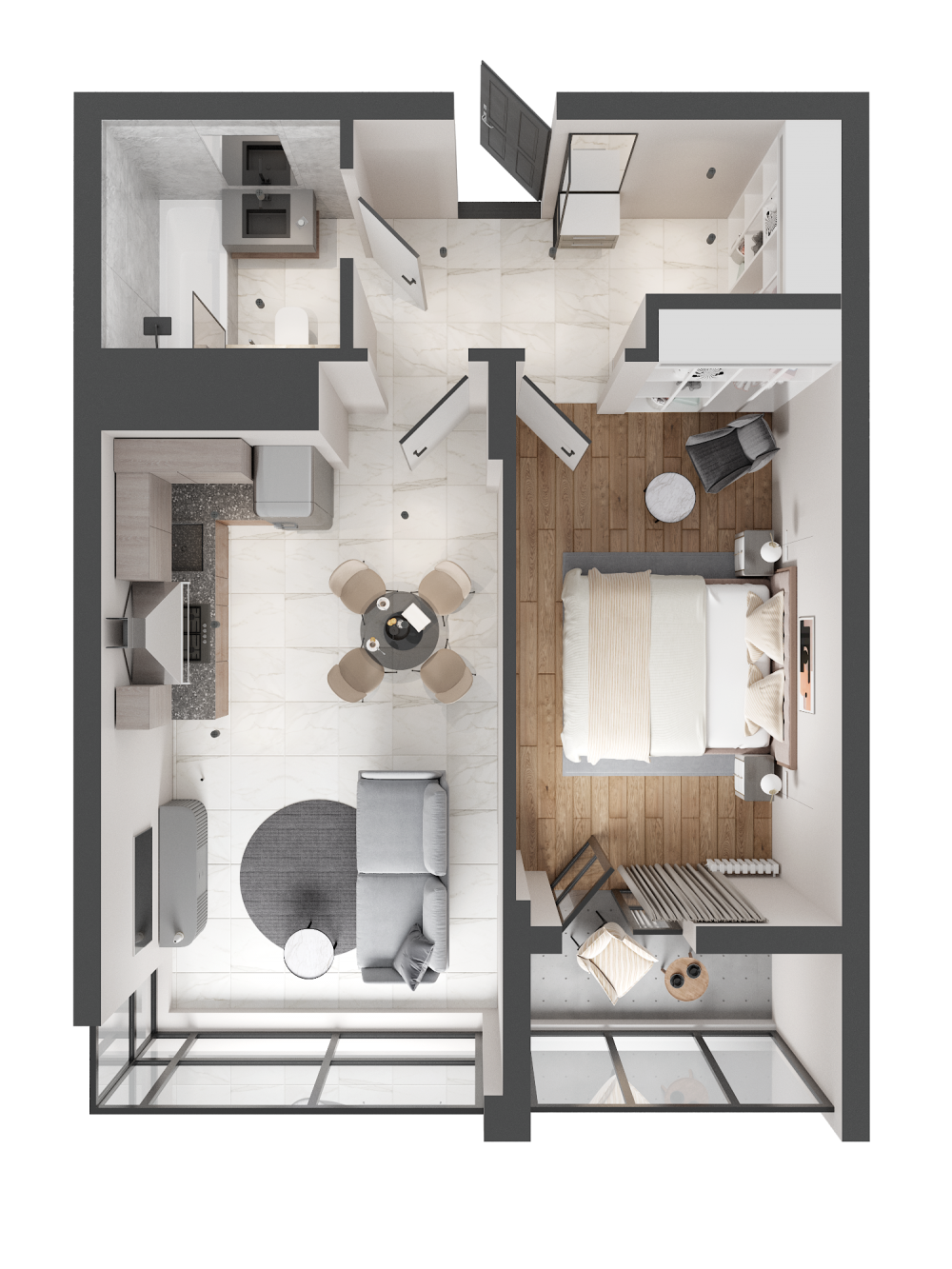 1-комнатная 52.89 м² в ЖК Вишневый Сад от застройщика, г. Дрогобыч