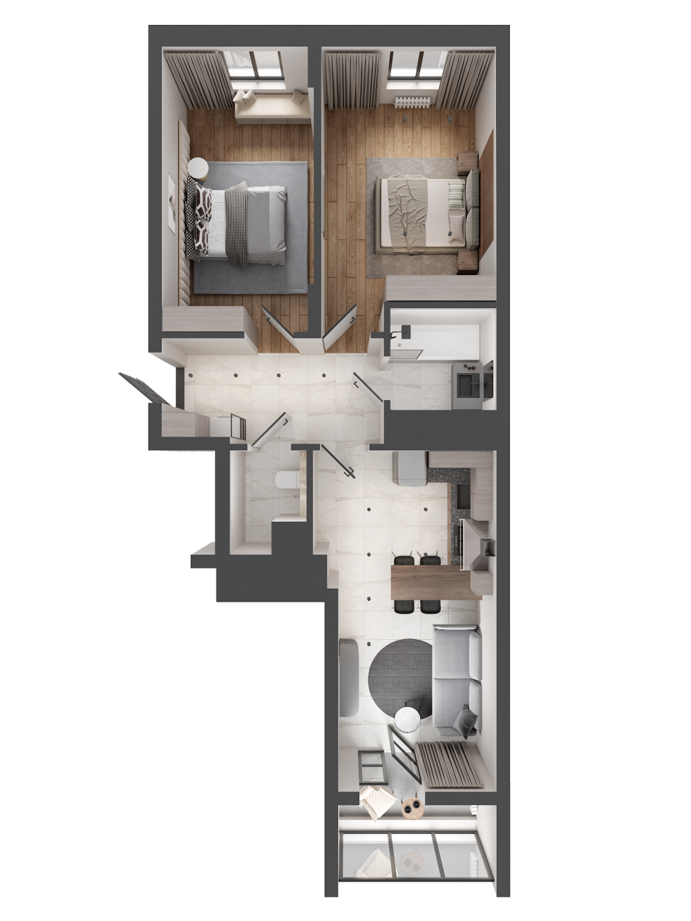 3-комнатная 64.85 м² в ЖК Вишневый Сад от застройщика, г. Дрогобыч