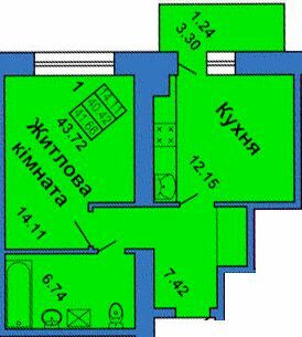 1-комнатная 43.72 м² в ЖК на ул. Весенняя, 9 от 19 000 грн/м², Полтава