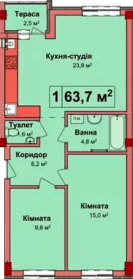 2-комнатная 63.7 м² в КД Карнаухова 58 от 21 750 грн/м², Ровно