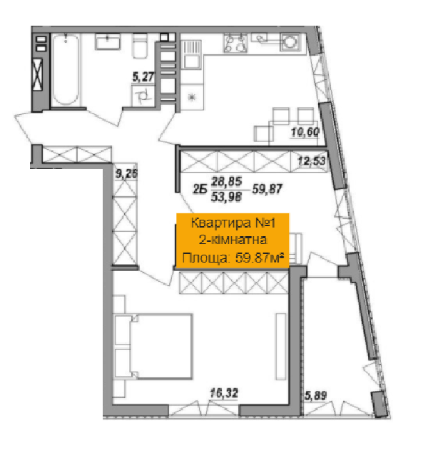 2-кімнатна 59.87 м² в ЖК Адамант від 13 800 грн/м², Тернопіль