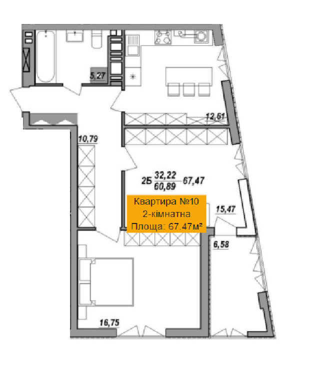 2-кімнатна 67.47 м² в ЖК Адамант від 13 800 грн/м², Тернопіль