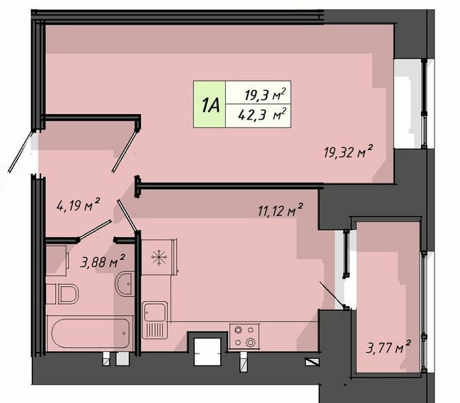 1-комнатная 42.3 м² в ЖК Львовский от 20 000 грн/м², Тернополь