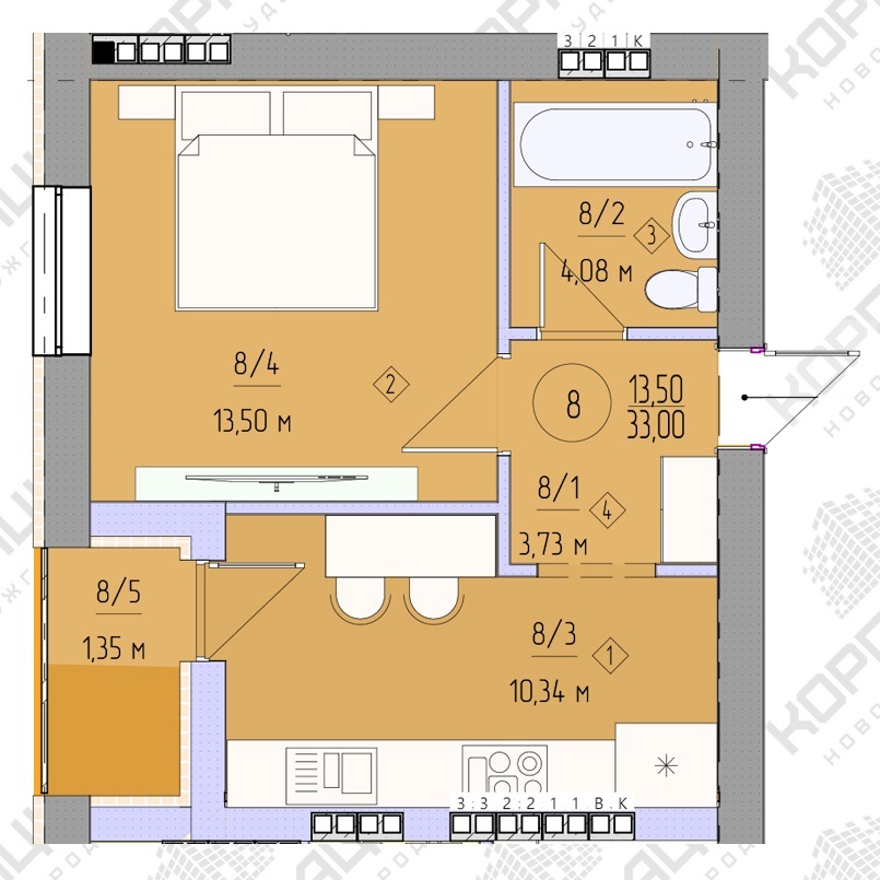 1-кімнатна 33 м² в ЖК Брест від 21 700 грн/м², Ужгород