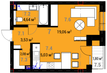 1-комнатная 35.24 м² в ЖК R23 от 23 300 грн/м², Ужгород