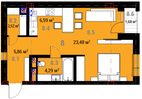 1-комнатная 43.58 м² в ЖК R23 от 22 700 грн/м², Ужгород