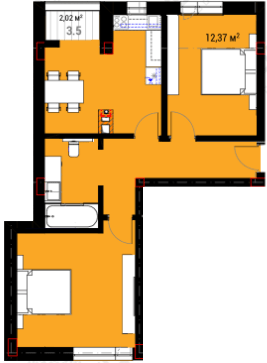 2-комнатная 60.82 м² в ЖК R23 от 23 250 грн/м², Ужгород