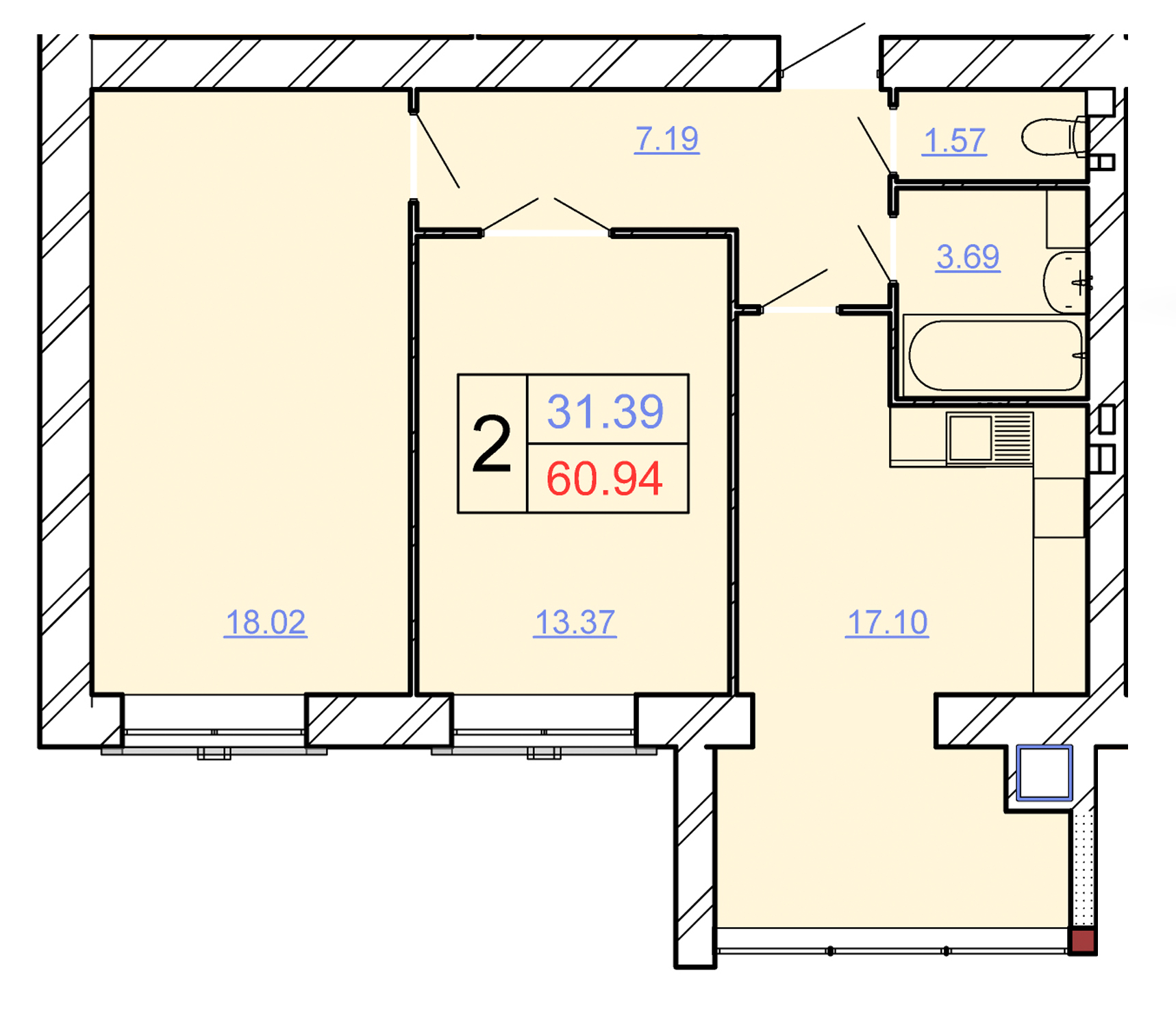 2-кімнатна 60.94 м² в ЖК Avila Lux II від 22 000 грн/м², Хмельницький