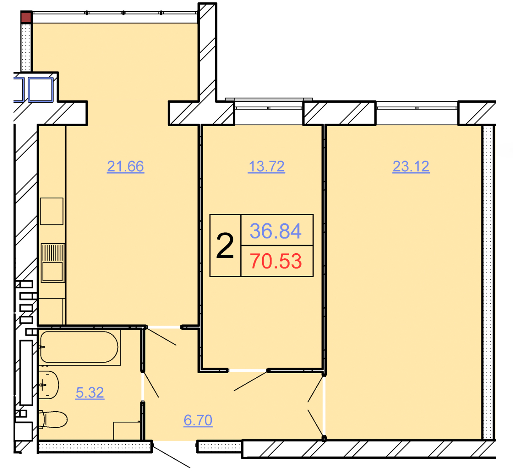 2-кімнатна 70.53 м² в ЖК Avila Lux II від 19 000 грн/м², Хмельницький
