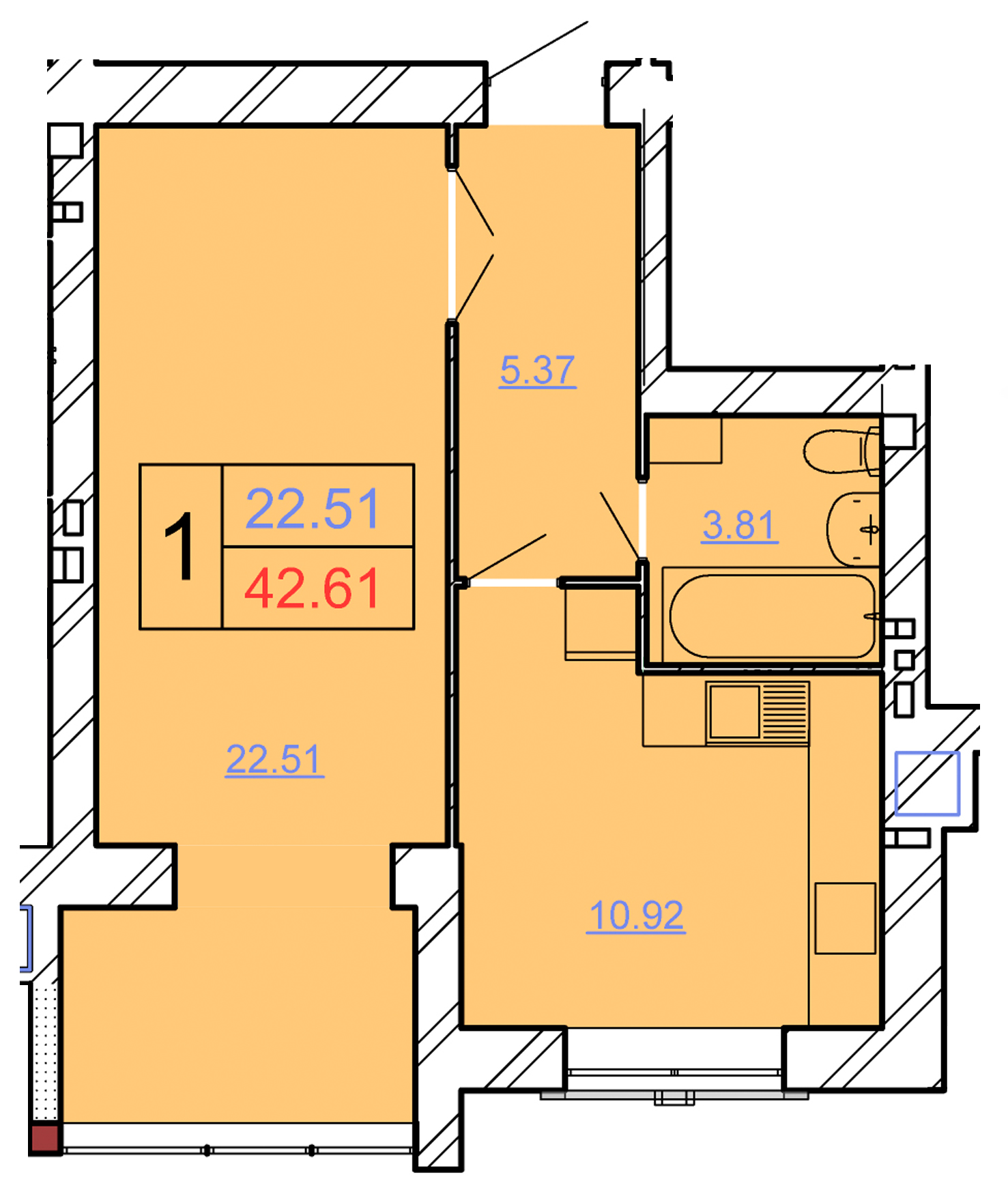 1-комнатная 42.61 м² в ЖК Avila Lux II от 19 000 грн/м², Хмельницкий