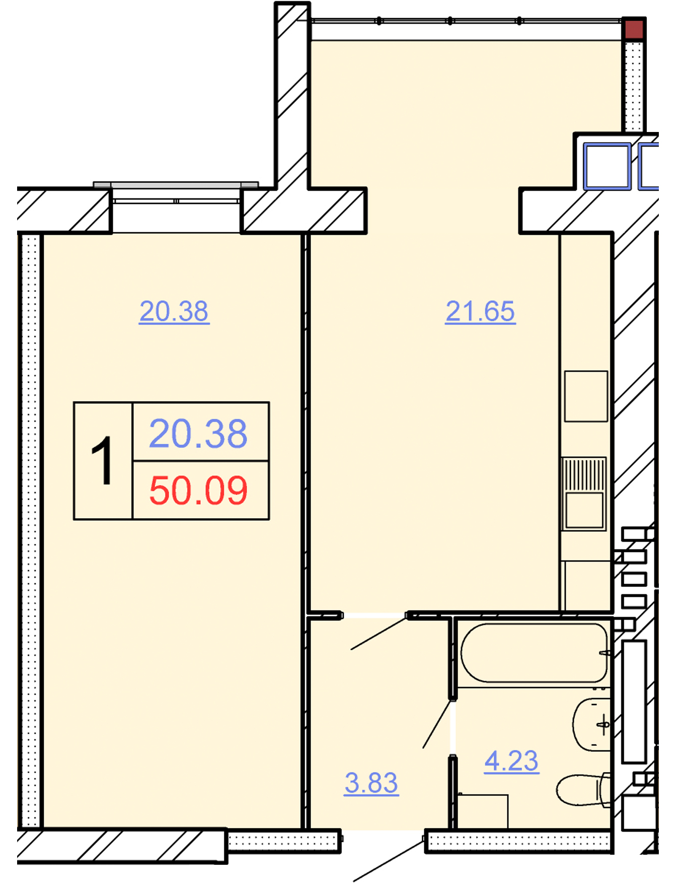 1-комнатная 50.09 м² в ЖК Avila Lux II от 19 000 грн/м², Хмельницкий