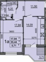 1-комнатная 55.44 м² в ЖК на ул. Смелянская, 48, 50, 54 от 17 500 грн/м², Черкассы