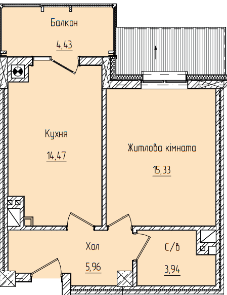 1-комнатная 44.13 м² в ЖК Научный от 19 750 грн/м², Черновцы