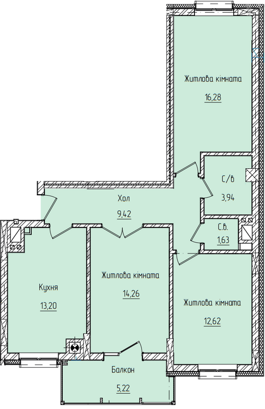 3-кімнатна 76.57 м² в ЖК Науковий від 22 650 грн/м², Чернівці