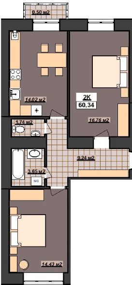 3-комнатная 60.34 м² в ЖК Гетьманский от 14 200 грн/м², Ивано-Франковск