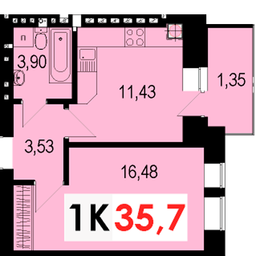 1-комнатная 35.7 м² в ЖК Стожары от 12 500 грн/м², Ивано-Франковск