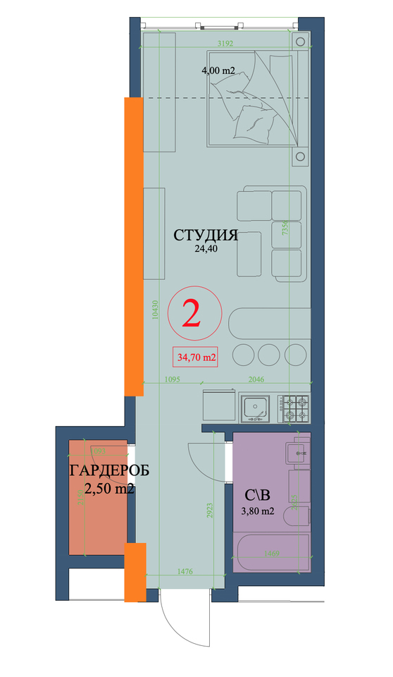 Студія 34.7 м² в ЖК Куликовський від 20 775 грн/м², Харків