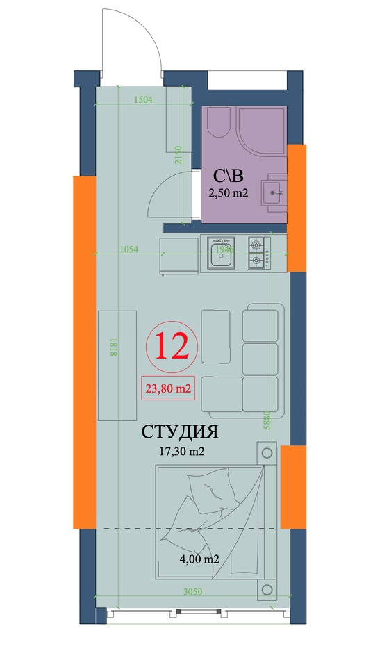 Студия 23.8 м² в ЖК Куликовский от 31 600 грн/м², Харьков