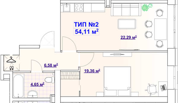 1-комнатная 54.11 м² в ЖК BARVY от 21 450 грн/м², Днепр